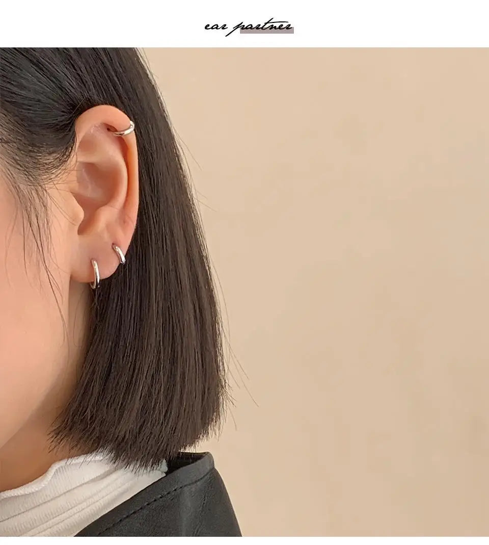 Real 925 Sterling Silver Minimalist Bohemian Round Earring for Women Hoop Earring Jewelry Accessories