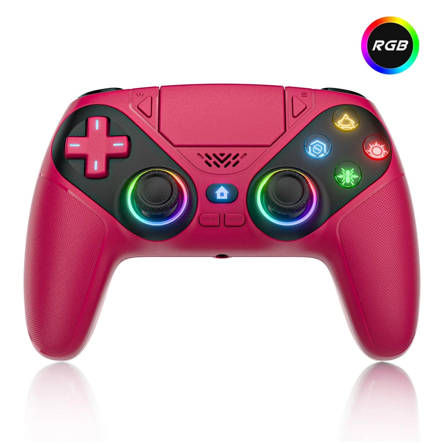 GAMROMBO Wireless Controller for PS5/Playstion 5 Pro/Slim/PC Console W/ RGB Dual Vibration Marco/Turbo Function 3.5mm Audio Jack
