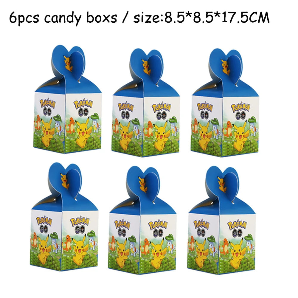 Pokemons Party Birthday Decoration Happy Pikachu Theme Tableware Cups Plates Balloons Banner Supplies Kids Favors Baby Shower