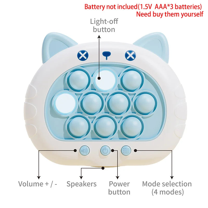 3 Colors 1 pcs Electronic Pop Quick Push Bubbles Game Machine Kid Cartoon Fun Squeezing Toys Anti Stress Sensory Bubble Toy Gift