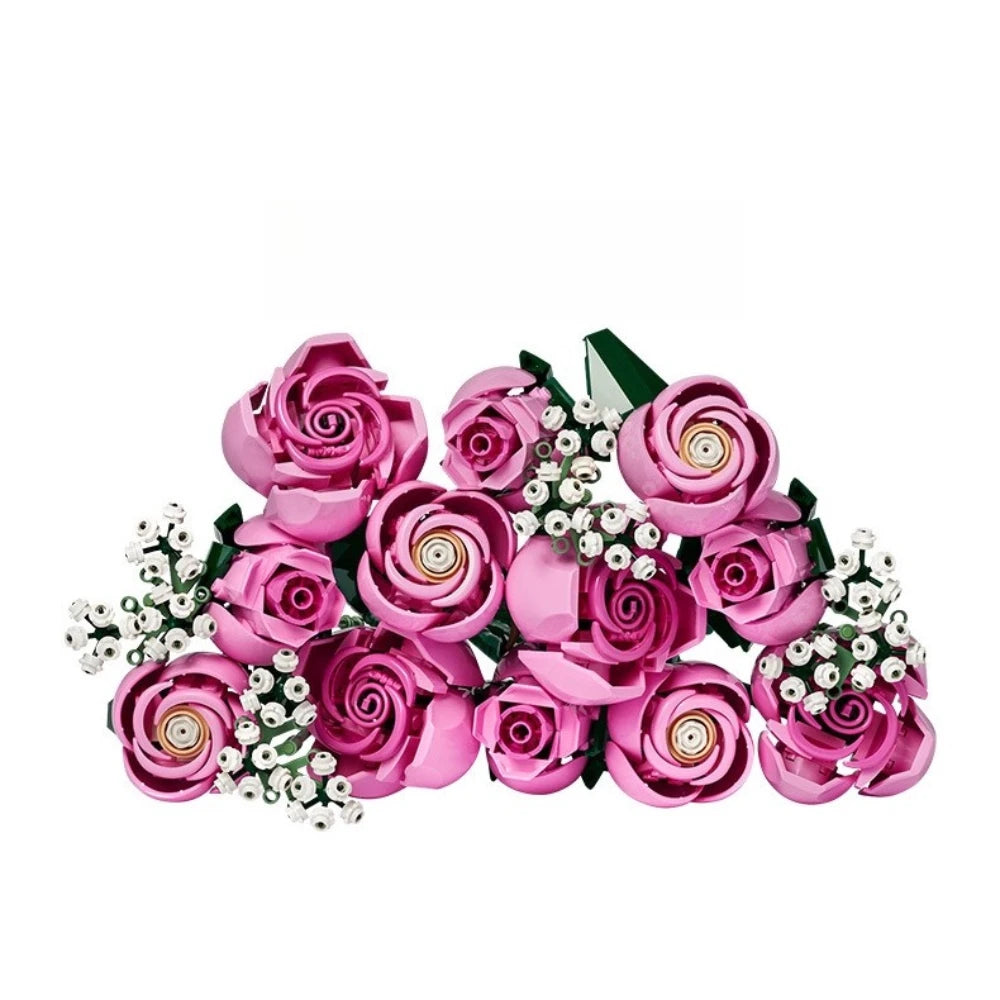 2026 HOT Pink Rose Bouquet 10374 Building Blocks Sets Suitable for Valentine's Day Gifts Compatible with Legoed Particles，789pcs