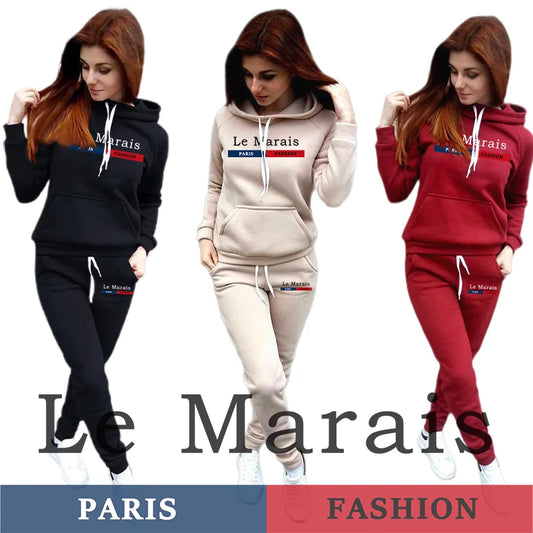 Le Marais Fashion Women Hoodie Outfits Autumn Winter Daily Casual Sports Jogging Suit Laides Home Outdoor Comfort Warm Tracksuit
