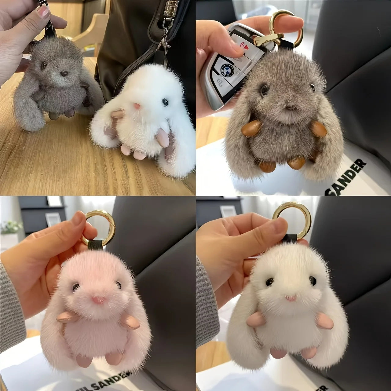 1pc Trendy Plush Rabbit White Keychain for Woman with Cute Charm Soft Toy Decorative Accessory for Bags New Year Gift Body Kit