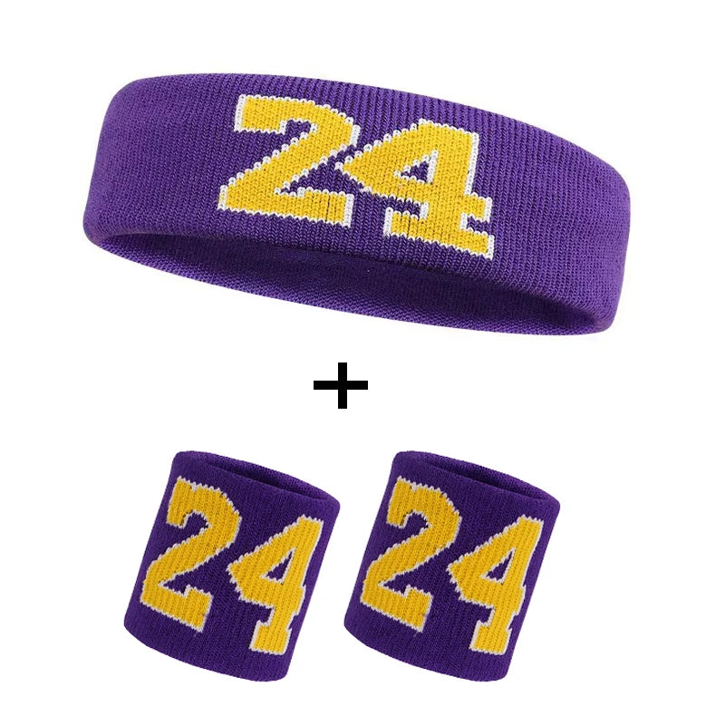 Cotton Athletic Headband Number 24 Elastic Sweatband Protection Basketball Tennis Sport Adult Kids Gym Fitness Sweat Hair Band