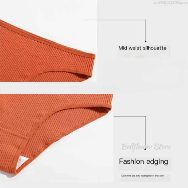 Cotton Seamless Panties Ribbed Cotton Briefs Ladies Low Waist Panty Sports Underwear Girls Breathable Underpants Lingerie