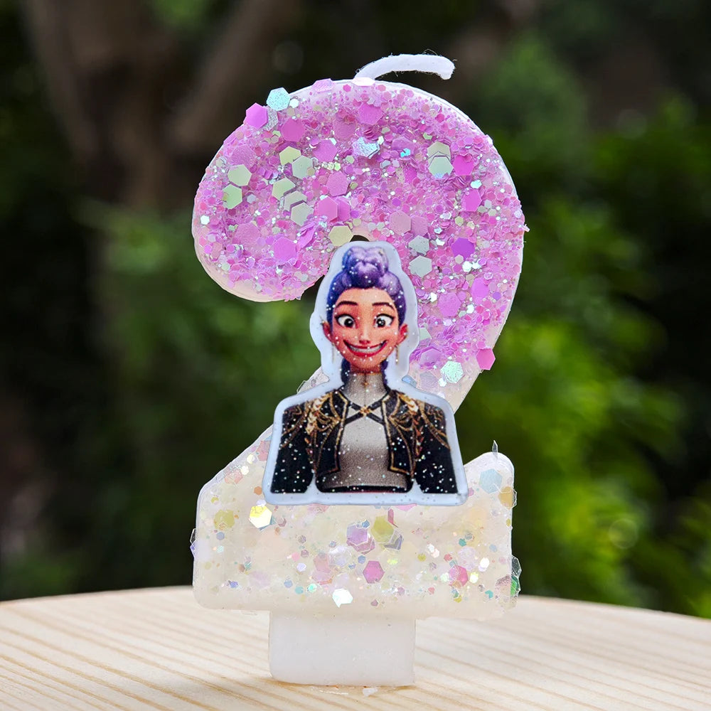 New Kpop Demon Hunters Theme Candle Number 0-9 Birthday Party Cake Decoration Cartoon Baby Shower Supplies Kids Gifts