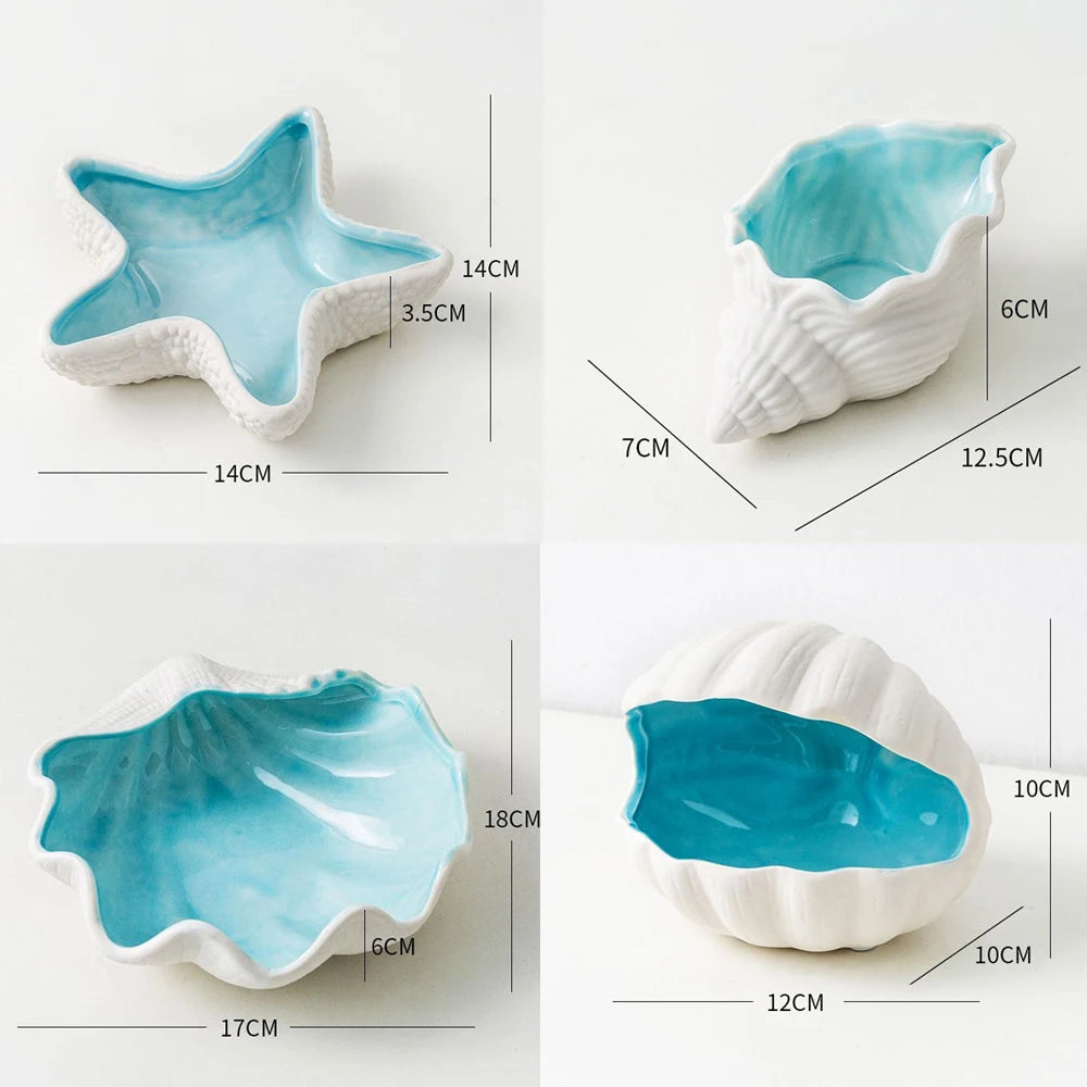 Ceramic Conch Storage Shell Ceramic Tray Craft Decoration Home Decoration Room Decoration Jewelry Key Organizer Gift