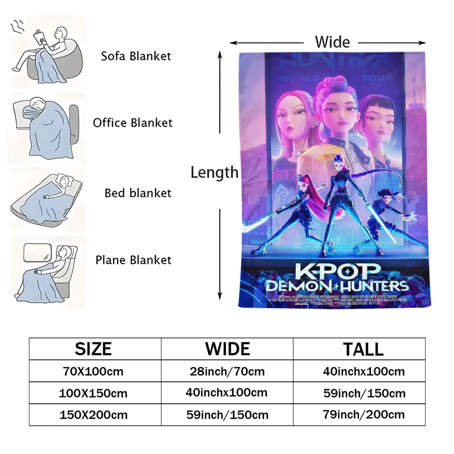 K Pop Demon Hunters Flannel Blanket Cyberpunk-style Plush Throw Blanket Fans Gift for Home Leisure Sofa Bed Cover Travel Camping