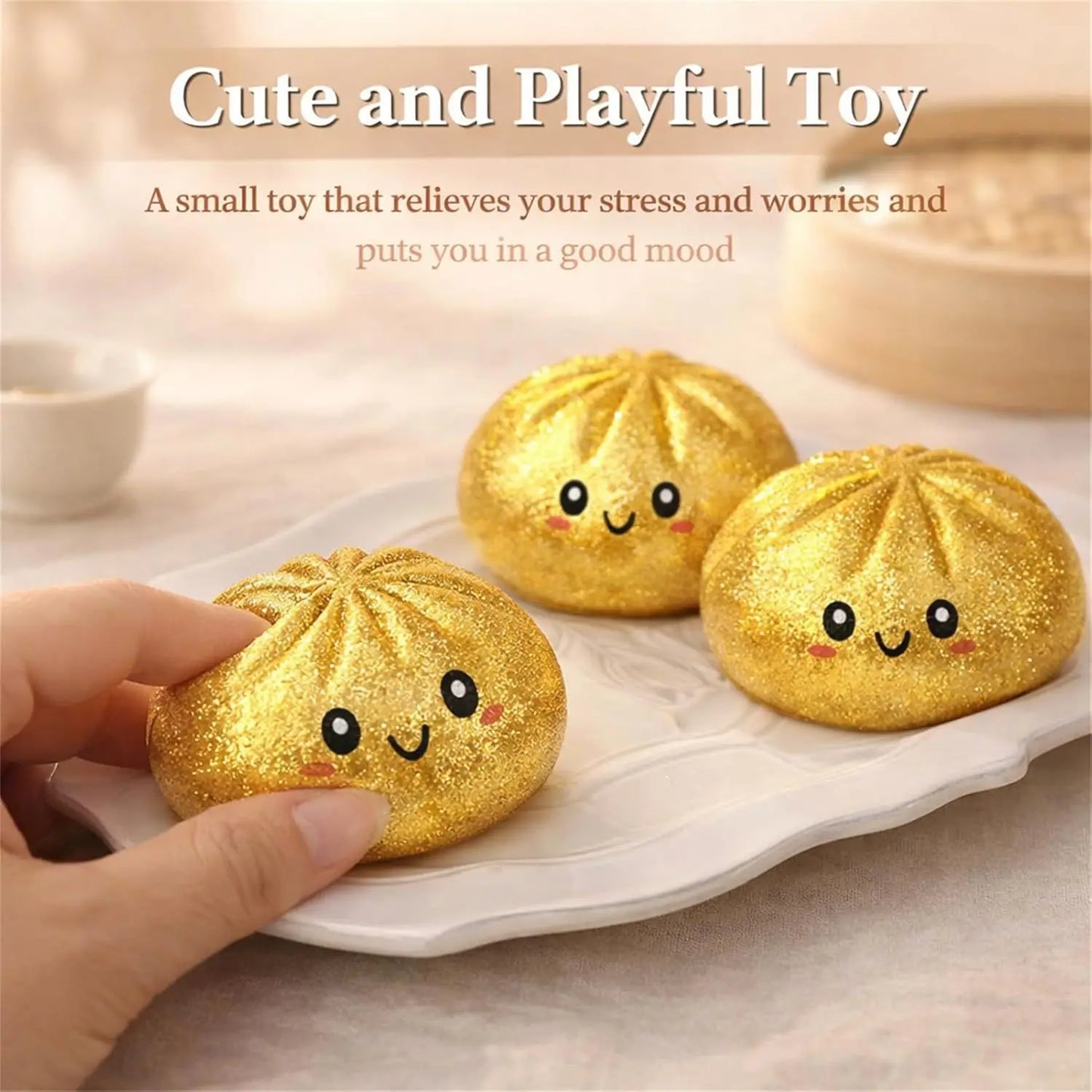 Realistic steamed bun Squeeze Sensory Toy Soft Stress Relief Decompression Toy for Home Office Desktop Decoration and Gift