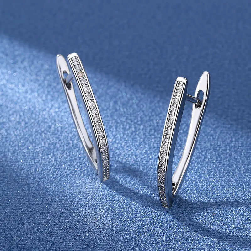 925 Sterling Silver Earrings Jewelry High Quality Retro Simple Pattern Purple White Zircon Earrings Hot Sale