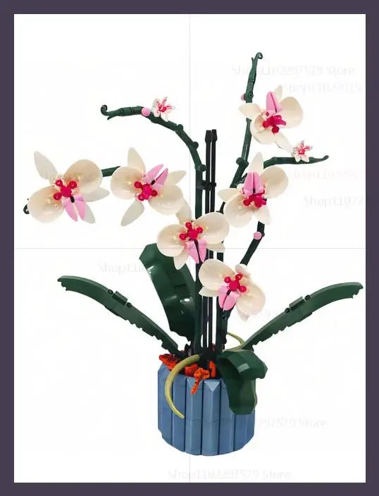 Creative Artificial Orchid Flower Bouquet Building Blocks Kit 600+PCS DIY Flower Garden Model Gifts For Girls Kids Home Decor
