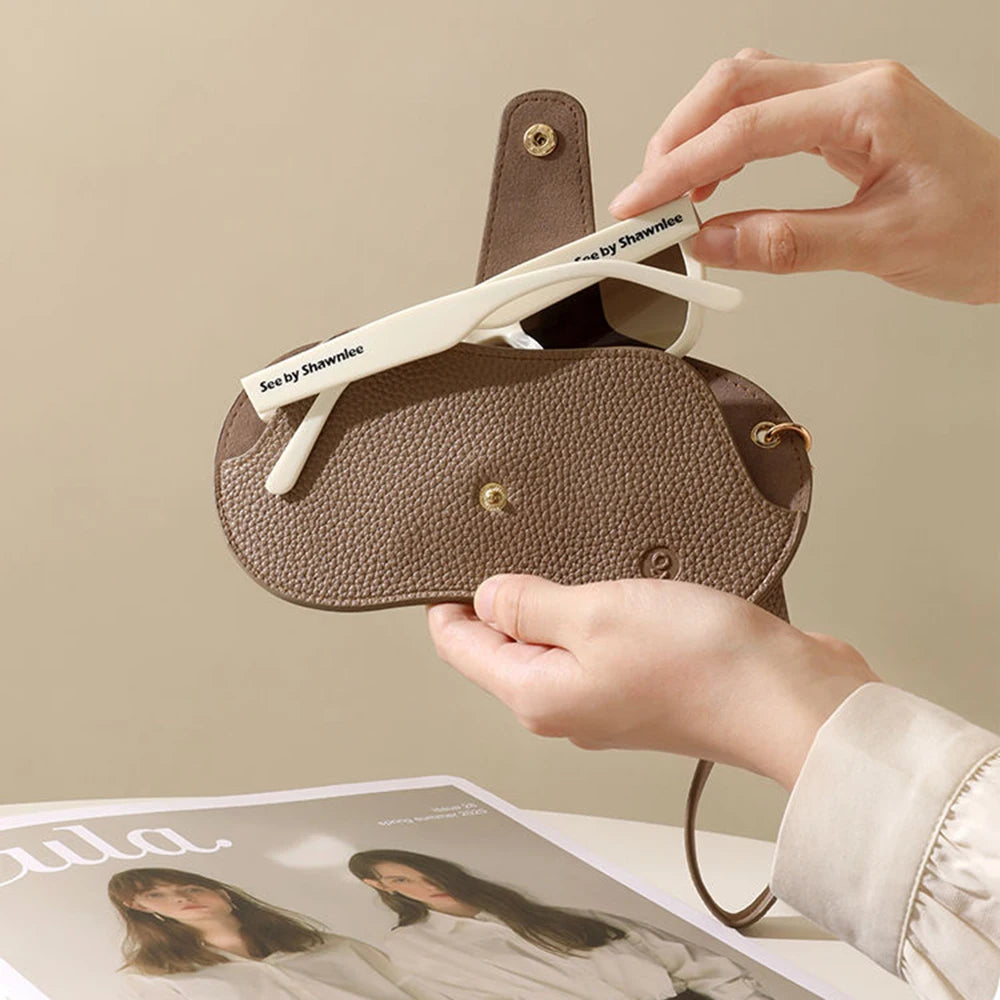 Soft Lychee Pattern Pu Leather Glasses Bag Retro Sunglasses Case Portable Myopia Frame Case Simple Eyeglasses Bag