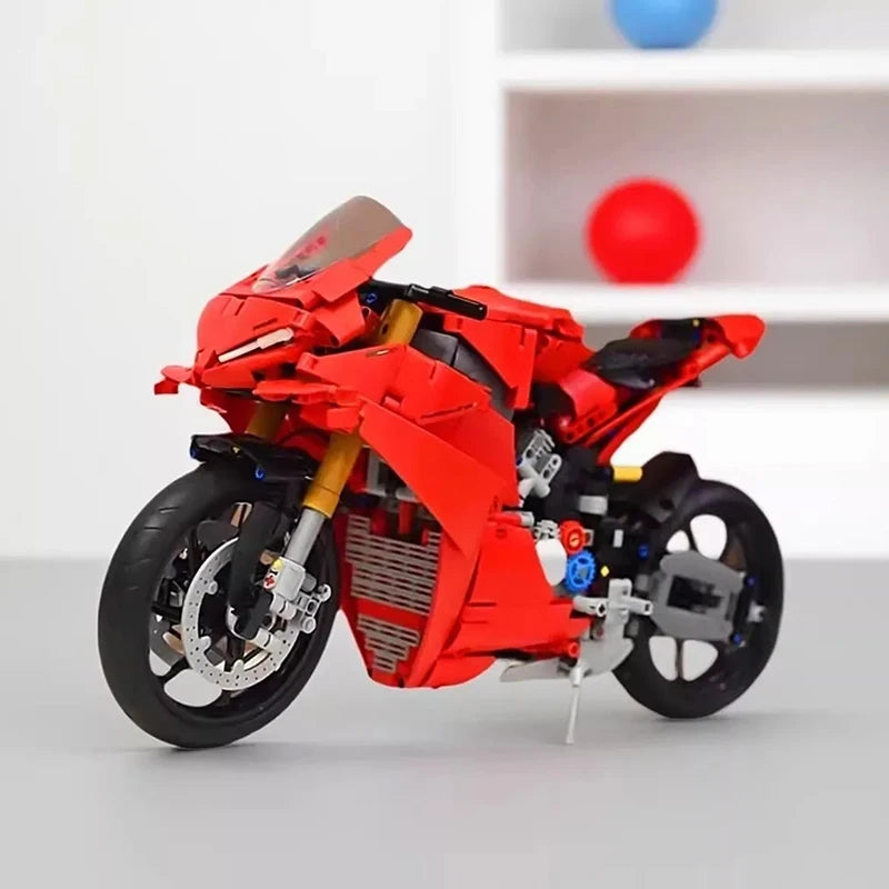 2025 MOC Technical 42202 Ducatis Panigales V4 S Motorcycle Building Blocks Model Mechanical Group Bricks Toys Children Boy Gift