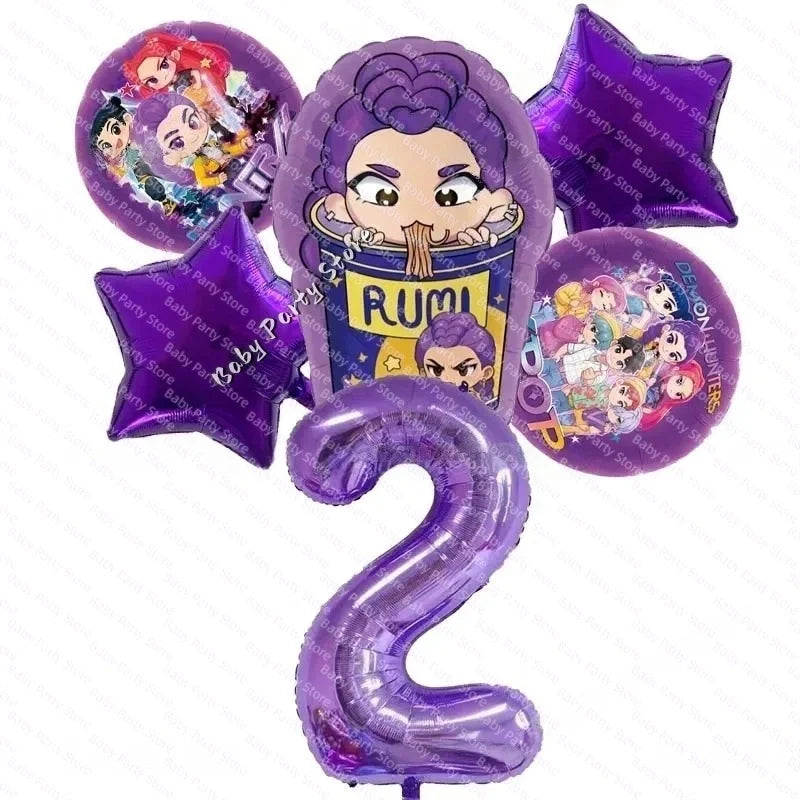 KPop Demon Hunter Theme 18-inch Cartoon Anime Foil Balloon Set for Baby Shower Supplies Kids Birthday Party Decorations Gifts