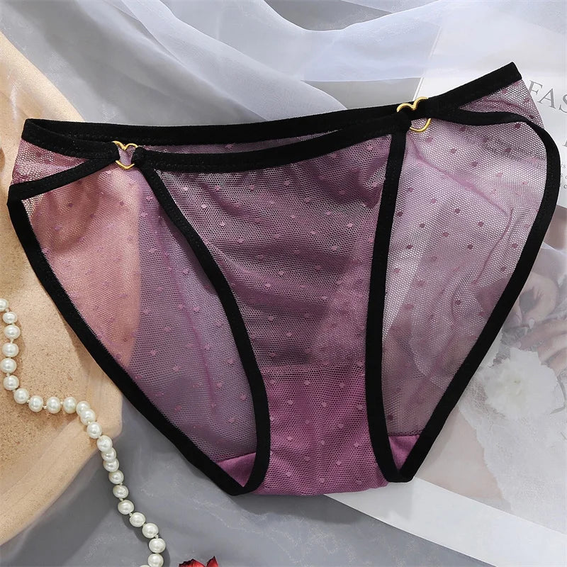 Women's Lace Underwear Panties Ladies Sexy Charming Net Gauze Transparent Panties Hot Girls Low Waist Briefs Pure Cotton Panties