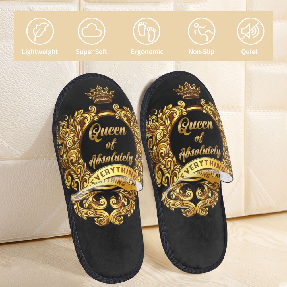 Custom Vintage Baroque Prints Greek Ornament Golden Meander Meandros Soft Scuff Memory Foam Slippers Women Hotel House Shoes