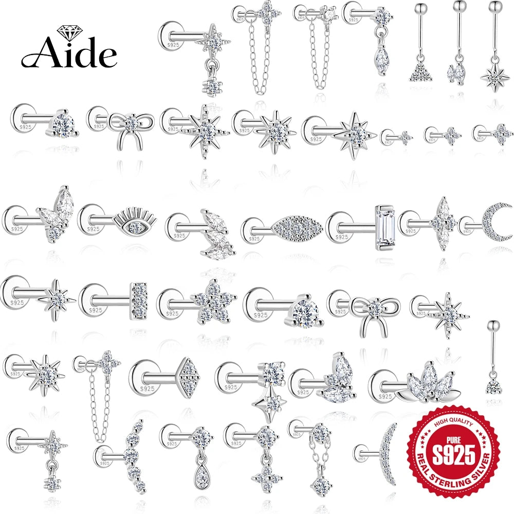 AIDE Certified Moissanite Earrings 925 Sterling Silver Piercing Woman Jewelry Water drops stars moon tassels flowers leaves Gift
