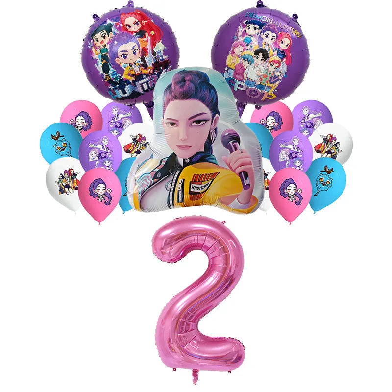 New Anime Kpop Demon Hunters Birthday Party Decorations Set Kpop Theme Cup Plate Gift Bags Balloons Banner Supplies Girls Favors