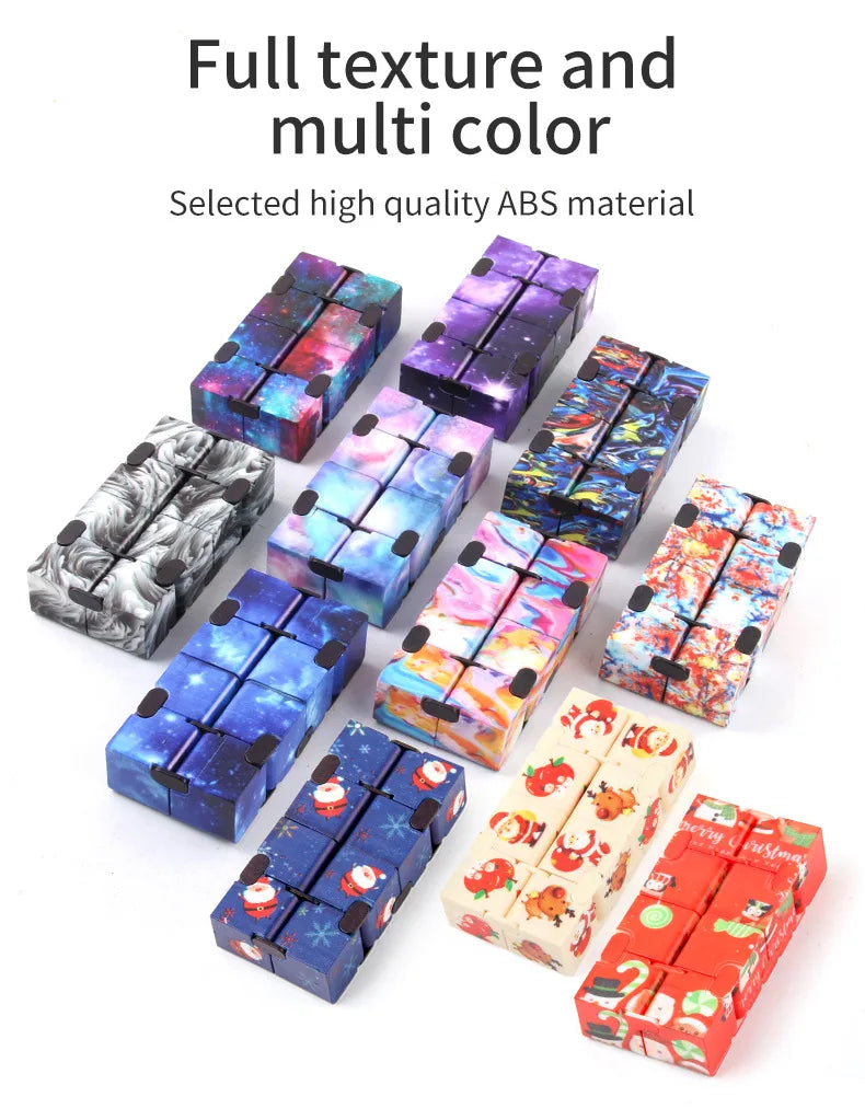 9 Style Fidget Sensory Cube Toys Starry Sky Infinity Square Stress Relief Cube Fingertip Toys for Children Adult