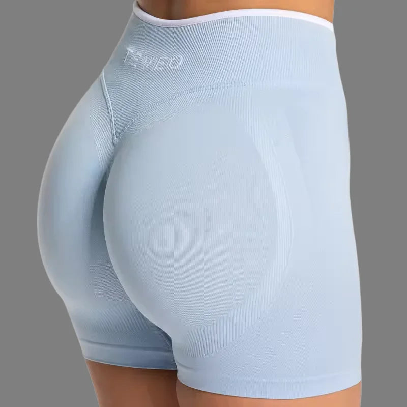 TEVEO Women's Color Block Yoga Shorts - Butt-lifting, Breathable, High-elasticity, Gym Workout & Running Shorts