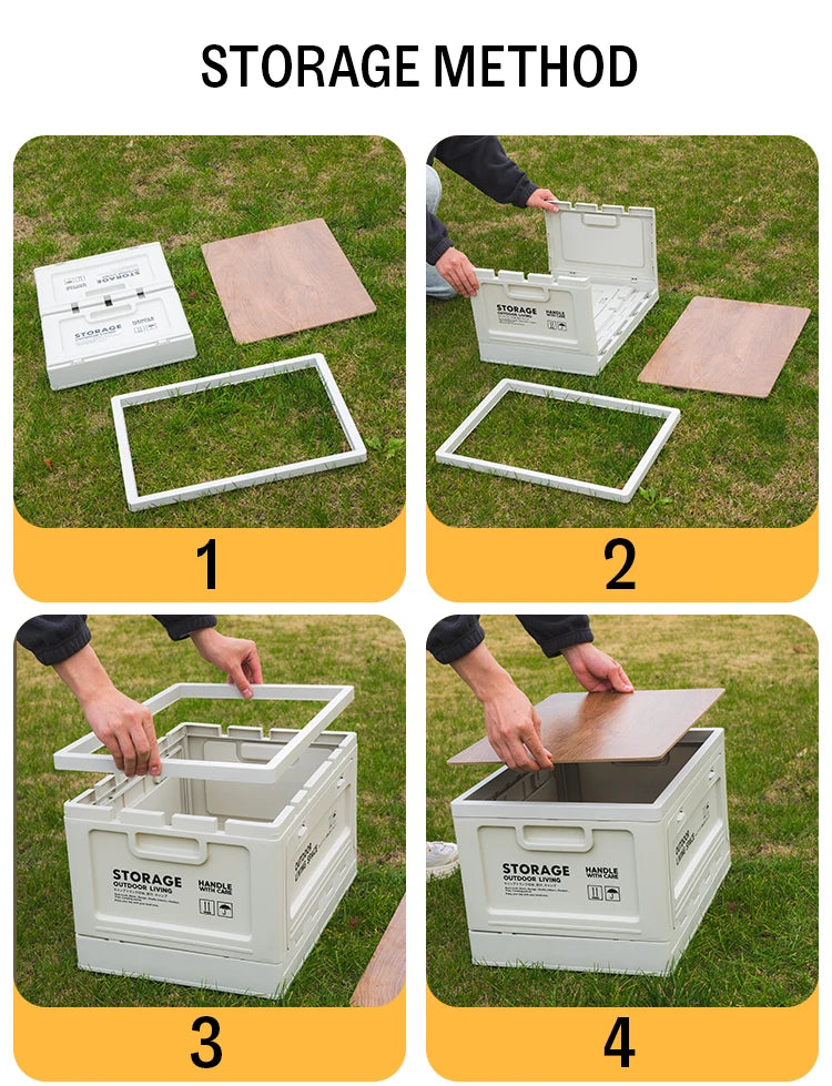 Outdoor Storage Box Camping Folding Box Camping Organizer Car Trunk Wooden Lid Industrial Air Storage Box