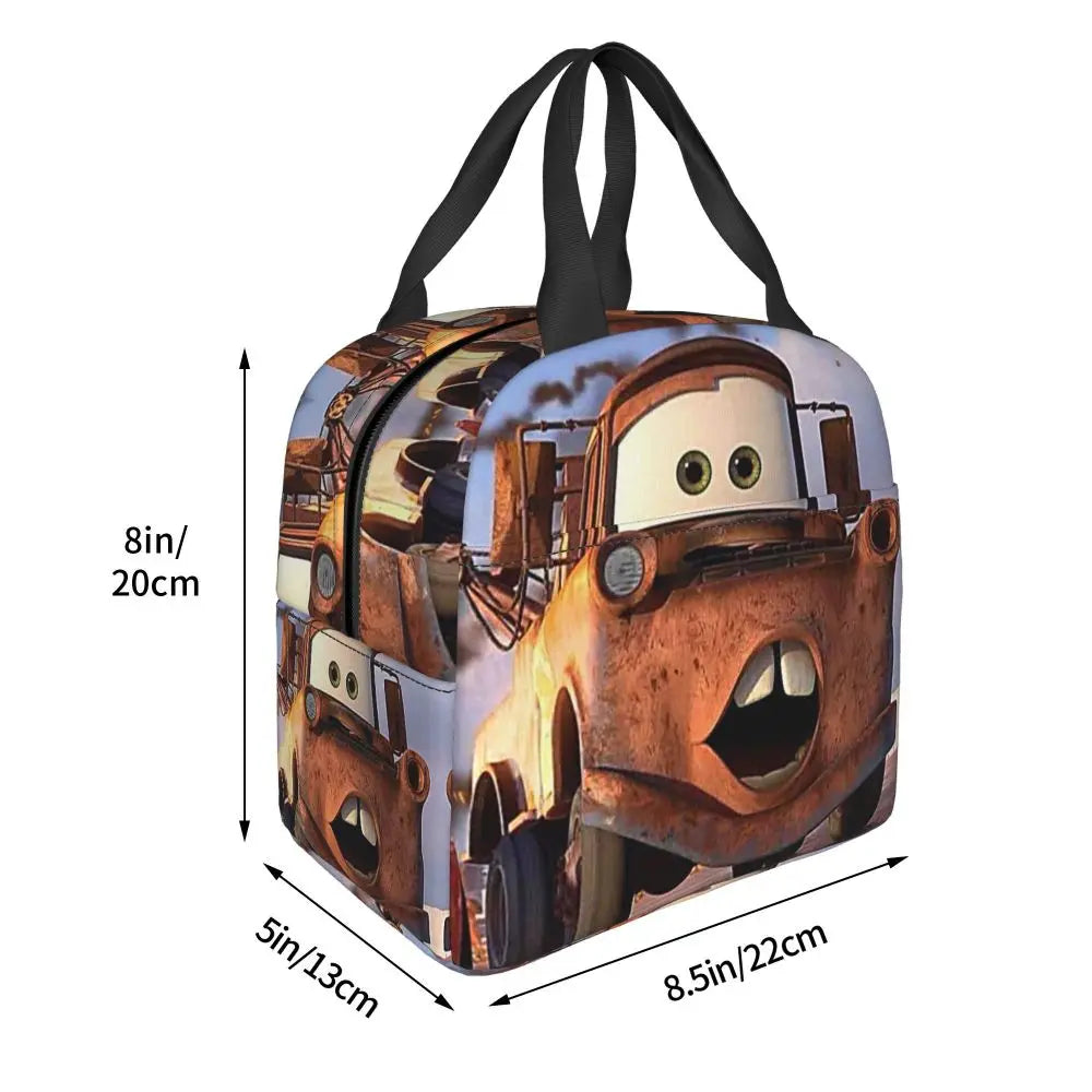 Custom Car 95 Lightning Mcqueen Insulated Lunch Bag for Women Resuable Racing Car Thermal Cooler Bento Box Office Picnic Travel