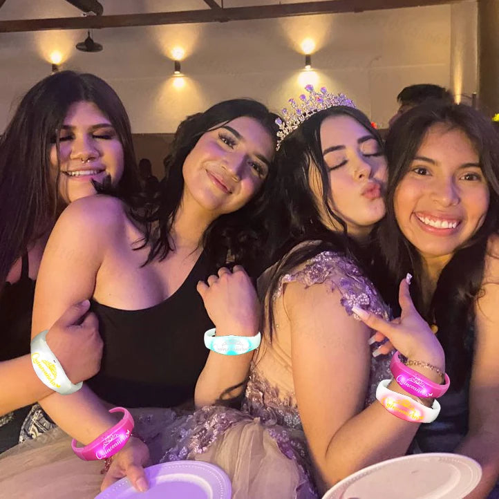 30-200Pcs Quinceanera Music & Sound Activated LED Bracelet Glow Recuerdos Para 15 Años XV Quinceañeras decorations Party Favors