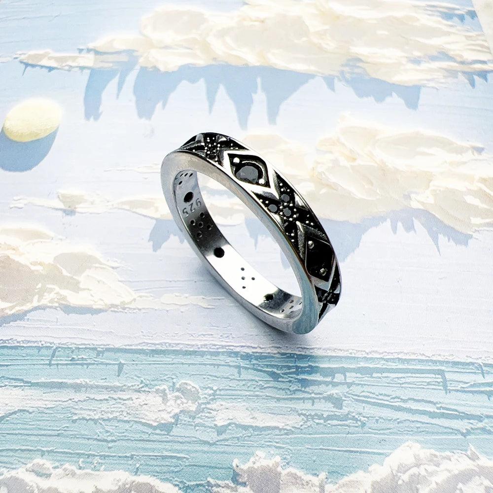 Ring Black Asian Ornament Europe Style Ethnic Fine Jewelry For Women Men Summer Brand New Pure 925 Sterling Silver Gift