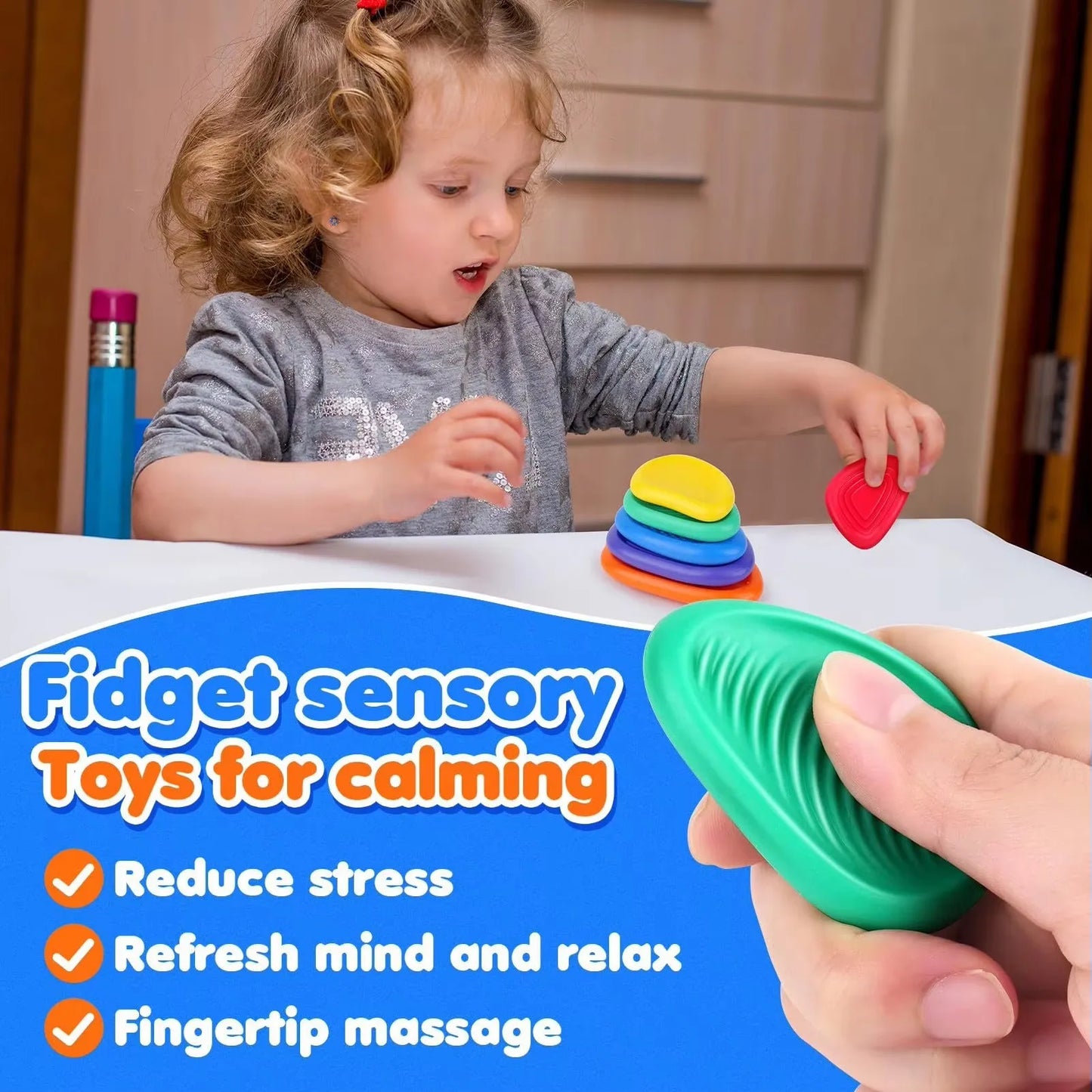 2026New adult Fidget toys, sensory silicone stones, autism, children, sedatives, stress relieving toys, Christmas