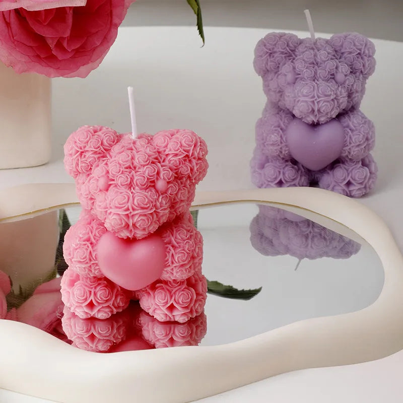 Rose Bear Scented Candles - Cute Decorations & Handmade Gifts for Women / Friends, Ideal for Wedding Souvenirs,  Valentine's Day