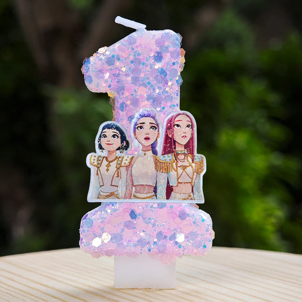 Kpop Demon Hunters Candle Number 0-9 Soccer Candle Cake Decoration Birthday Party for Kids Baby Shower Decor Gift