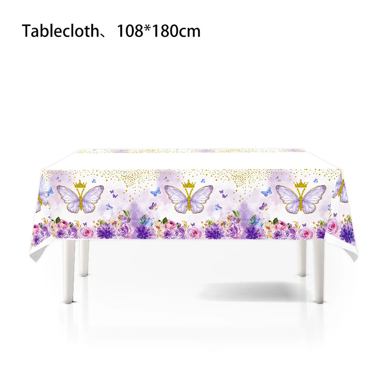 Purple Butterfly Party Decoration Disposable Paper Plates Napkins Cups Straw Tableware Set for Butterfly Birthday Party