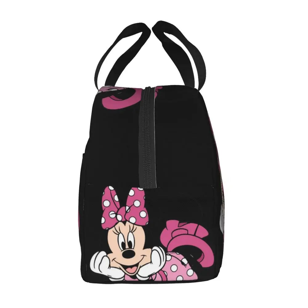 Custom Mickey Pink Minnie Mouse Lunch Bag Women Creative Design Cooler Warm Insulated Lunch Box for Kids School