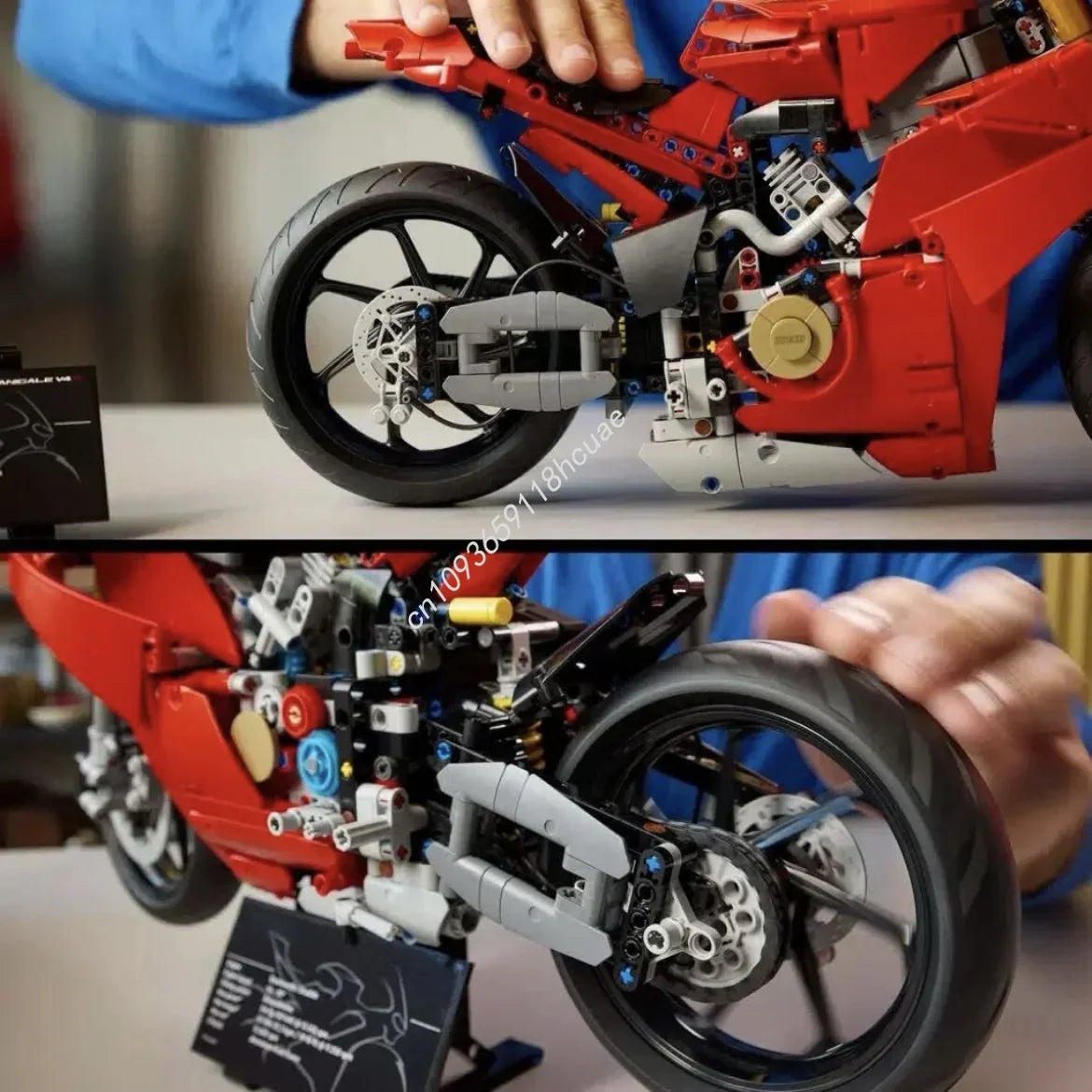 2025 MOC Technical 42202 Ducatis Panigales V4 S Motorcycle Building Blocks Model Mechanical Group Bricks Toys Children Boy Gift