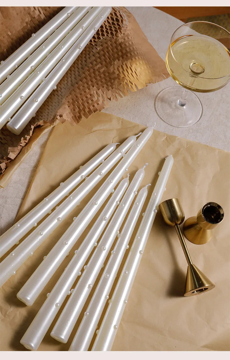 Long Decorative Candles White Pearl Taper Candles Gifts Guests for Wedding Luxury Home Decoration