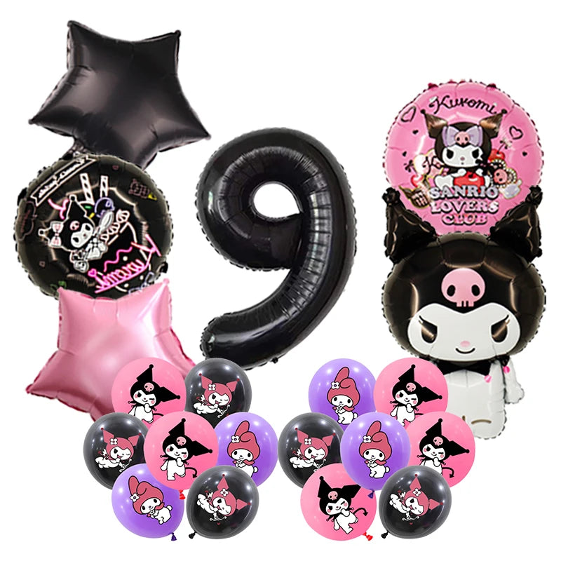 Kuromi Birthday Party Decoration Backdrop Disposable Tableware For Kids Event Supplies Latex Foil Balloons Banner