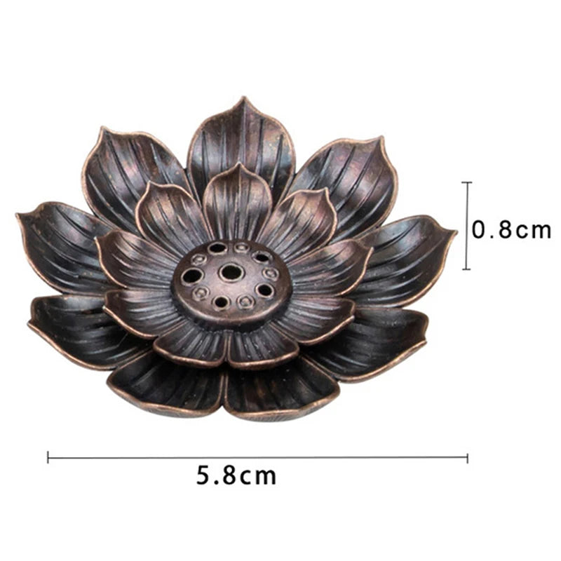 1PCS Alloy Incense Burner Stick Holder Buddhism Lotus Line Incense Plate Sandalwood Coil Base Temples Yoga Studios Home Decor