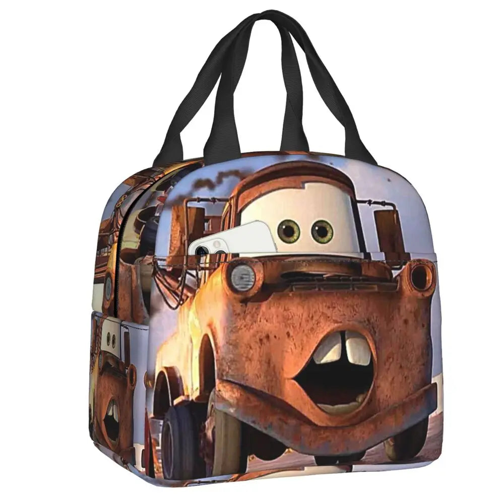 Custom Car 95 Lightning Mcqueen Insulated Lunch Bag for Women Resuable Racing Car Thermal Cooler Bento Box Office Picnic Travel