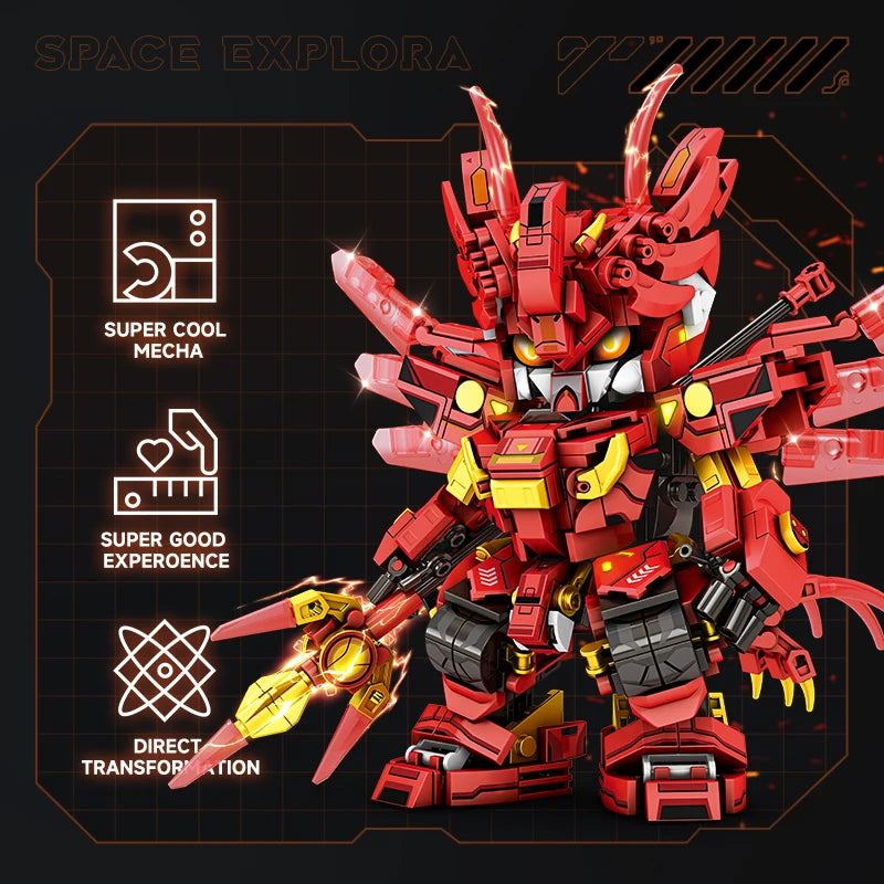 2in1 Transformable Robot Building Blocks Superhero Mecha Warrior Animal Building Blocks DIY Assembly Toy Childrens Holiday Gift