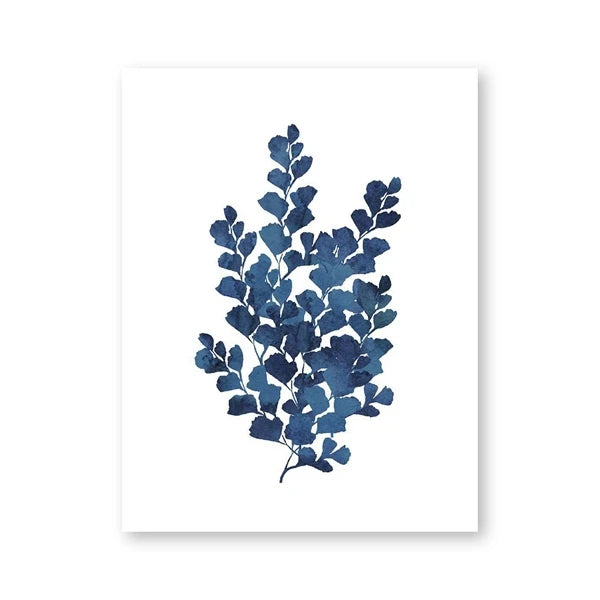 Pressed Blue Wild Flowers Wall Art Canvas Painting Hampton Style Posters Botanical Prints Blue and White Pictures Home Decor