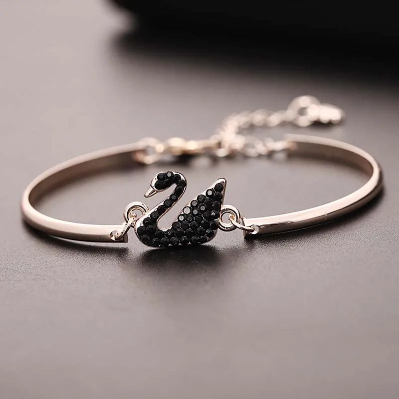 Luxury Zircon Charm Bracelet Jewelry Accessories for Women's Party Gifts Fashion Gold Rose Gold Swan Bangle