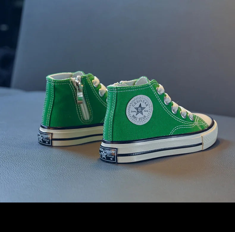 Children's Mid-Top Canvas Shoes Soft Bottom Comfortable Casual Children's Shoes Boys and Girls Non-slip Breathable Board Shoes