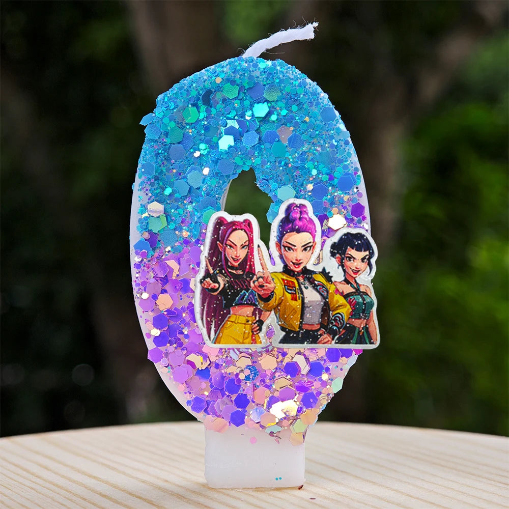 New Kpop Demon Hunters Theme Candle Number 0-9 Birthday Party Cake Decoration Cartoon Baby Shower Supplies Kids Gifts