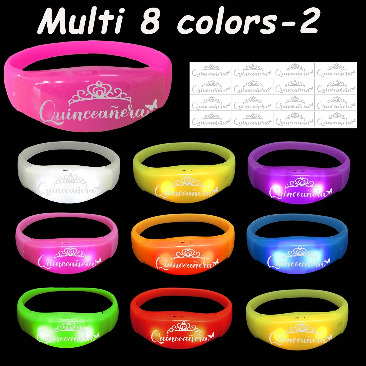 30-200Pcs Quinceanera Music & Sound Activated LED Bracelet Glow Recuerdos Para 15 Años XV Quinceañeras decorations Party Favors