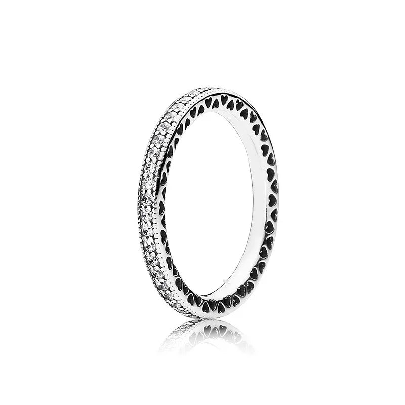 New White Series Original 925 Sterling Silver Women Finger Rings for Women Silver Daisy Mom heart Zirconia Stone Luxury Jewelry