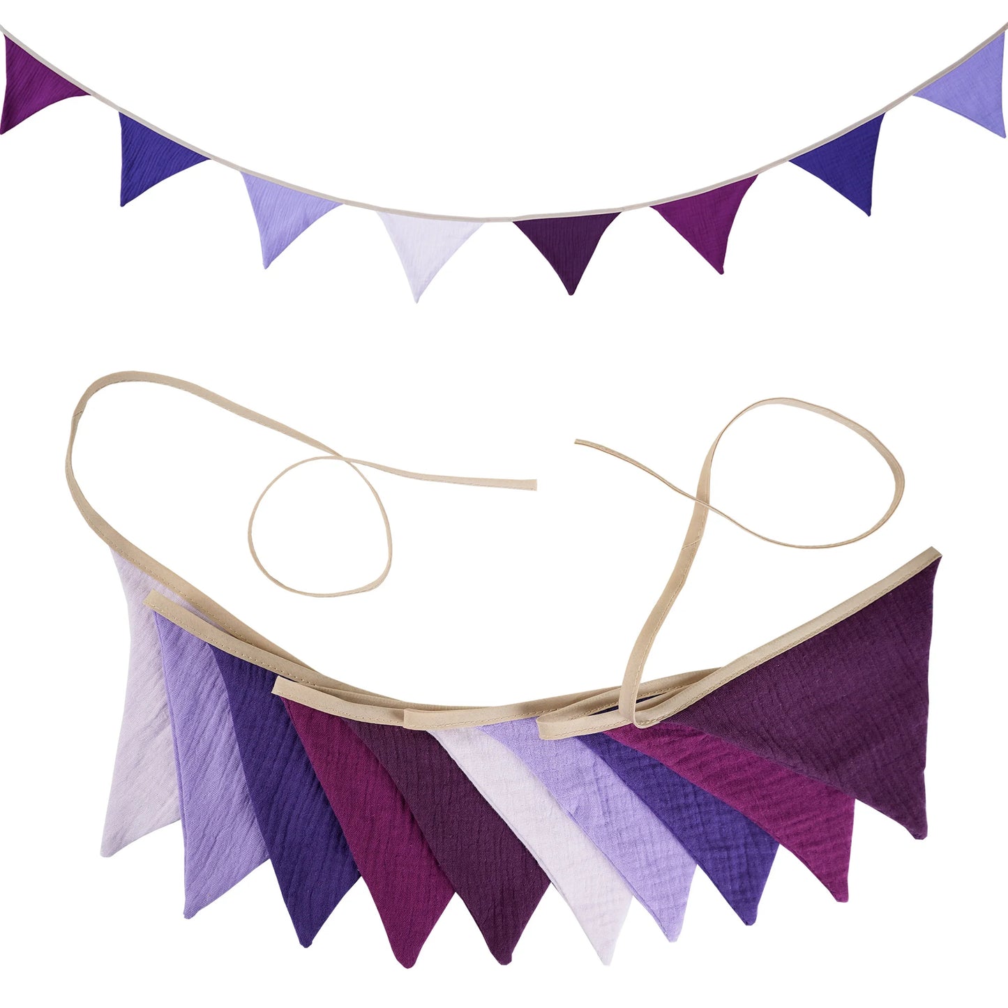 2.6M Nursery Fabric Bunting 10 Triangle Pennant Flags Party Decor Banner Home Baby Shower Carnival Garland