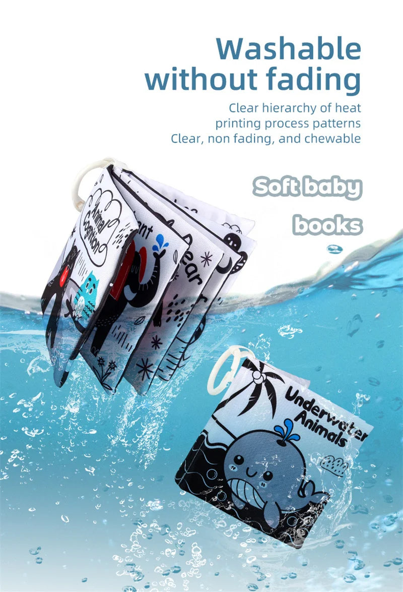 Soft Baby Clothes Book Sensory Toy Black and White High Contrast Visual Stimulation Book Toddler Early Learning Educational Book