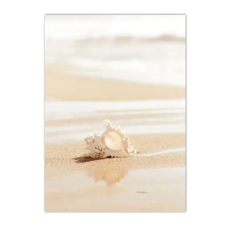 Boho Nordic Beige Beach Starfish Shells Reeds Bike Wall Art Canvas Painting Posters And Prints Pictures Living Room Home Decor