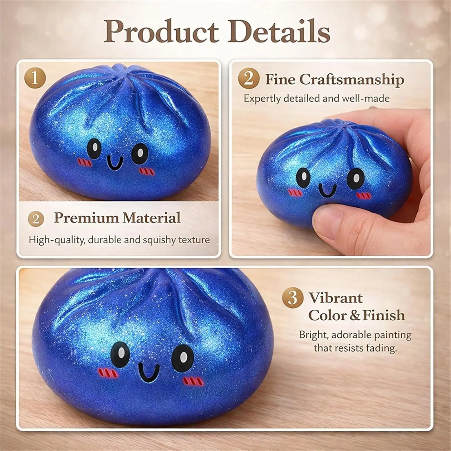 Realistic steamed bun Squeeze Sensory Toy Soft Stress Relief Decompression Toy for Home Office Desktop Decoration and Gift