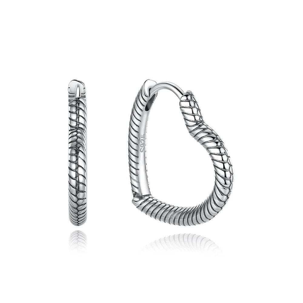 New 2025 Original 925 Sterling Silver Earrings For Women Piercing Hoop Love Heart Earings Rose Gold Wedding Gift Luxury Jewelry